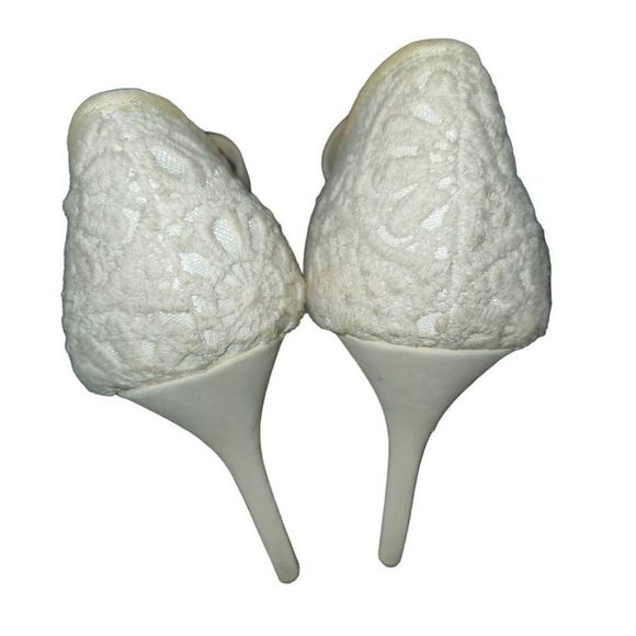 RUE 21 etc Cream Crochet Lace Mary Jane Style Platform Buckle Heels Size Large - Picture 6 of 11
